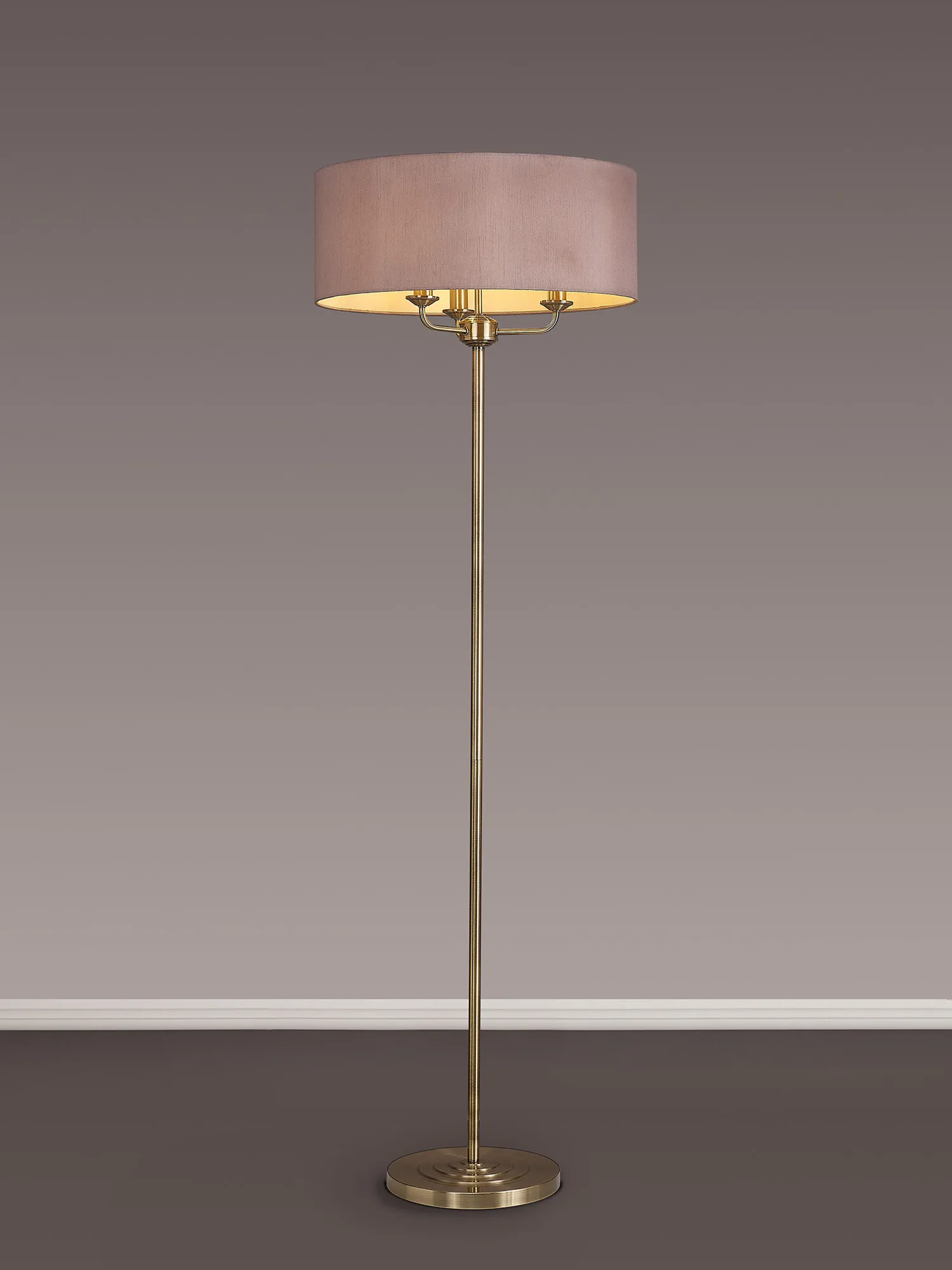 Banyan 45cm 3 Light Floor Lamp Antique Brass; Taupe DK0918  Deco Banyan AB TA